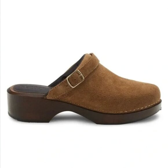 Re/done 70’s Classic Suede Buckle Clogs - Picture 2 of 3